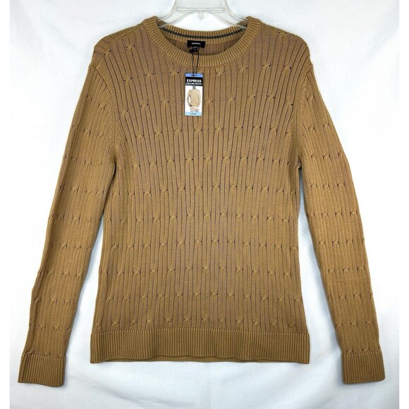 Express Cable Knit Sweater Brown/Pecan Men's Size Large Pullover - Picture 1 of 7